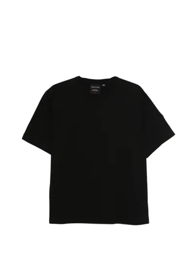 Canada Goose Logo Cotton T-shirt Round Neck Short Sleeves In Black