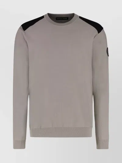 CANADA GOOSE CREW-NECK WOOL SWEATER CONTRAST PANELS