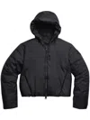 Canada Goose Cropped Black Puffer Jacket With Adjustable Hood In Black
