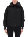 Canada Goose Cropped Black Sports Jacket With Hood In Black