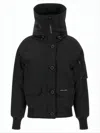 Canada Goose Cropped Hooded Down Jacket With Flap Pockets In Black