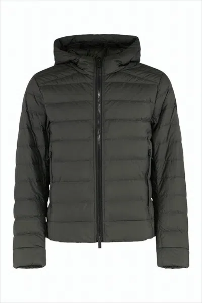 Canada Goose Cropped Puffer Jacket With Horizontal Quilting And Hood In Green