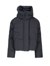Canada Goose Cropped Quilted Puffer Jacket With Adjustable Hood In Blue