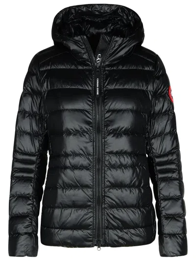 Canada Goose Logo Patch Hooded Padded Jacket In Black