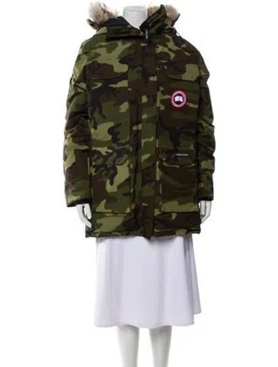 Pre-owned Canada Goose Down Camouflage Print Down Coat In Green