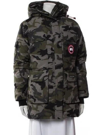 Pre-owned Canada Goose Down Camouflage Print Down Coat In Green