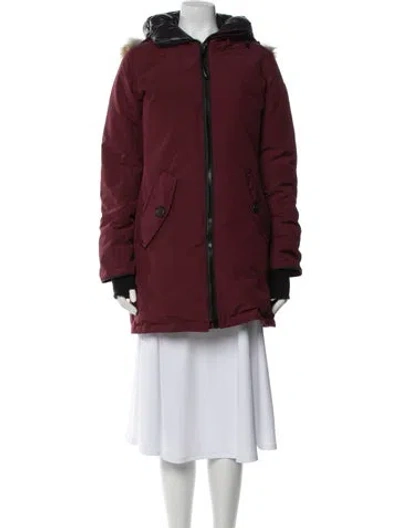 Pre-owned Canada Goose Down Coat In Burgundy