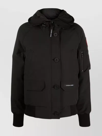 Canada Goose Down Hooded Puffer Jacket In Black