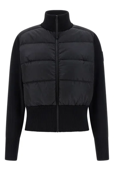 Canada Goose Down-filled Wool Jacket With Rib-knit Collar And Zipper Pockets In Black