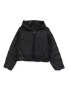 Canada Goose Cropped Black Puffer Jacket With Adjustable Hood In Blue