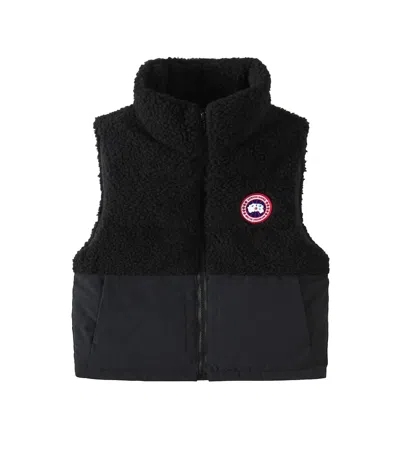 Canada Goose Kids' Elora Fleece-trimmed Down Vest In Black