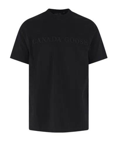 Canada Goose Embroidered Logo Cotton T-shirt In Black
