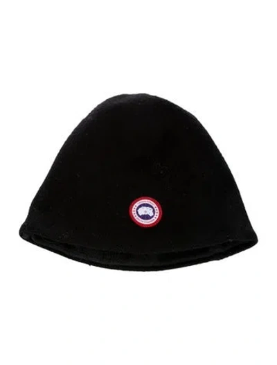 Pre-owned Canada Goose Embroidered Logo Wool Beanie In Black