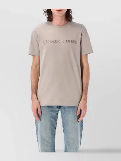Canada Goose Embroidered Wordmark T-shirt Emersen In Limestone