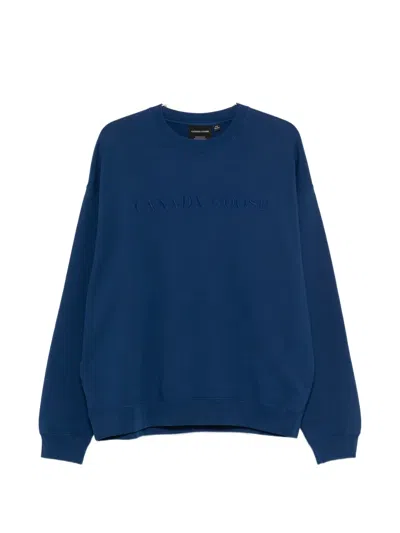Canada Goose Embroidery Crew Sweatshirt In Blue