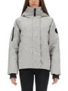 Canada Goose Hooded Bomber Jacket Featuring Side Pockets In White