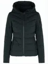 Canada Goose Fitted Down Jacket With Horizontal Quilting And Hood In Green