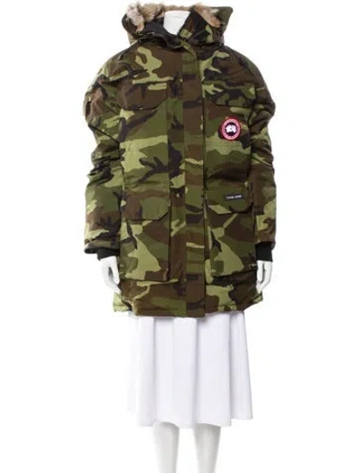 Pre-owned Canada Goose Floral Print Down Coat In Green