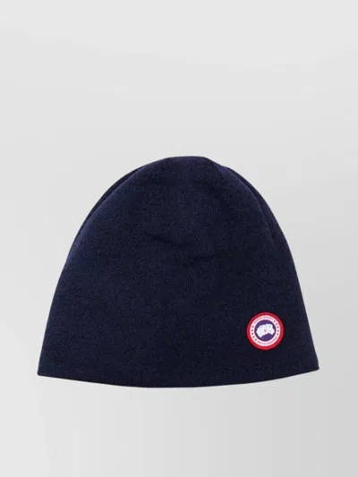 Canada Goose Fold-over Ribbed Knit Hats In Blue