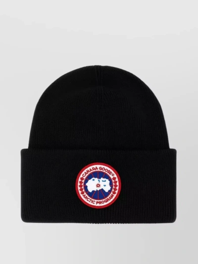 CANADA GOOSE FOLDED WOOL BLEND BEANIE WITH RIBBED CUFF