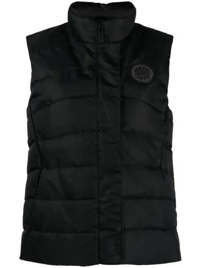Canada Goose Sleeveless High Neck Padded Quilted Vest In Black