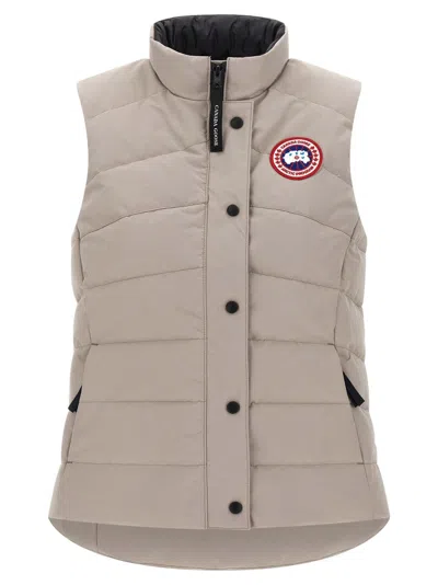 Canada Goose Dove Grey Polyester Blend Freestyle Crew Sleeveless Down Jacket In Brown
