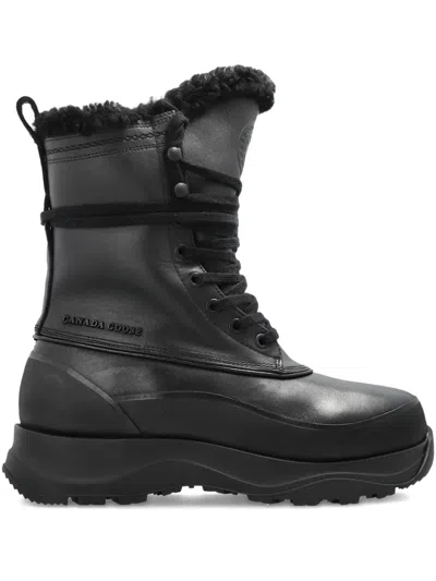 CANADA GOOSE FUR-TRIM LACE-UP BOOTS