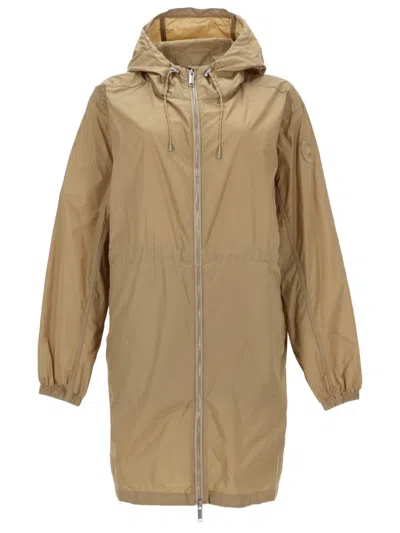 Canada Goose Long Hooded Coat Drawstring Hood Design In Brown