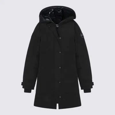 Canada Goose Long Hooded Down Jacket With Adjustable Cuffs In Black