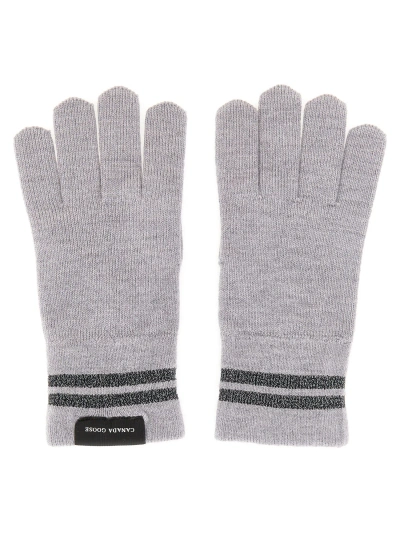 Canada Goose Gloves With Stripes In Grey