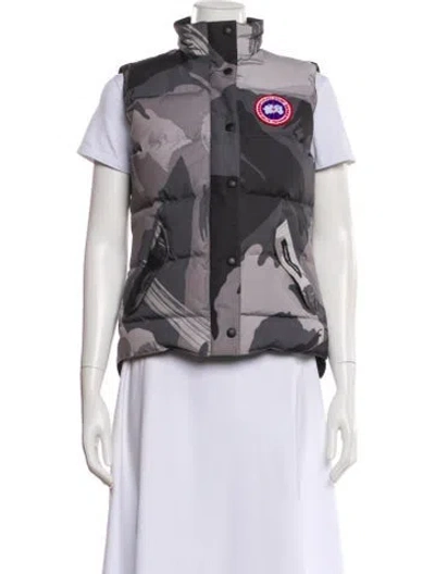 Pre-owned Canada Goose Graphic Print Down Jacket In Gray