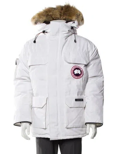 Pre-owned Canada Goose Graphic Print Parka In White