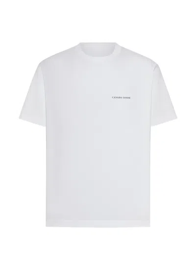Canada Goose Cotton Logo Crew Neck Graphic T-shirt In White