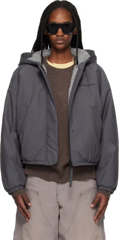Canada Goose Gray Alberni Fleece Reversible Bomber Jacket