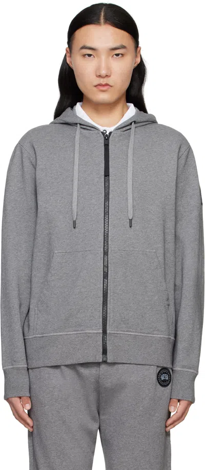 Canada Goose Gray 'black Label' Huron Full Zip Hoodie In 717