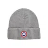 Canada Goose Wool Beanie With Logo And Turn-up Brim In Grey