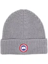 Canada Goose Wool Beanie With Logo And Turn-up Brim In Gray