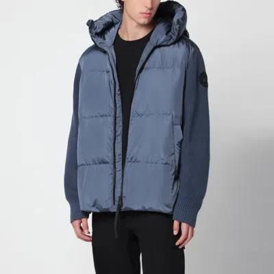 Canada Goose Grey-blue Down Jacket With Wool Sleeves In Green