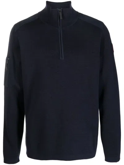 Canada Goose Stormont Half-zip Merino Sweater In Blue