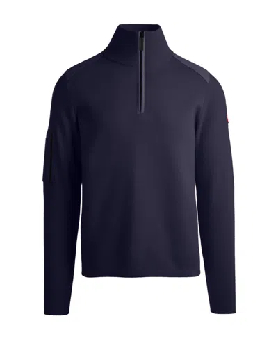 Canada Goose Half-zip Wool Sweater In Blue