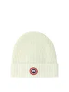 Canada Goose Ribbed Wool Beanie With Contrasting Logo Patch