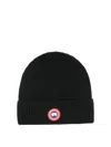 Canada Goose Ribbed Texture Cuffed Hats With Folded Cuff In Black