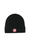 Canada Goose Ribbed Texture Cuffed Hats With Folded Cuff In Black