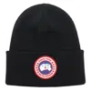 Canada Goose Black Ribbed Knit Toque With Folded Cuff In Black