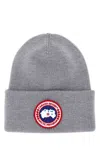 Canada Goose Knitted Wool Beanie Hat With Fold-over Cuff In Gray