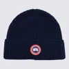 Canada Goose Mens Navy Heather Ribed Toque Wool Beanie Hat In Blue