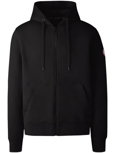 Canada Goose High Collar Black Full-zip Hoodie With Kangaroo Pocket