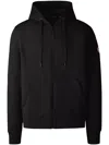 Canada Goose High Collar Black Full-zip Hoodie With Kangaroo Pocket In Black