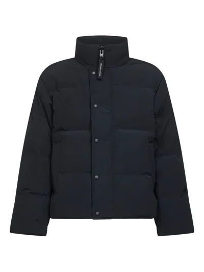 Canada Goose High-collar Logo-patch Jacket In Blue