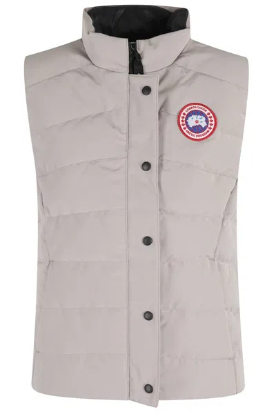 Canada Goose High-collar Quilted Freestyle Vest With Concealed Zipper In White